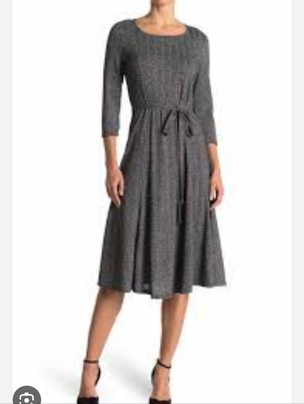 Julian Taylor Grey Midi Dress with Tie Waist
